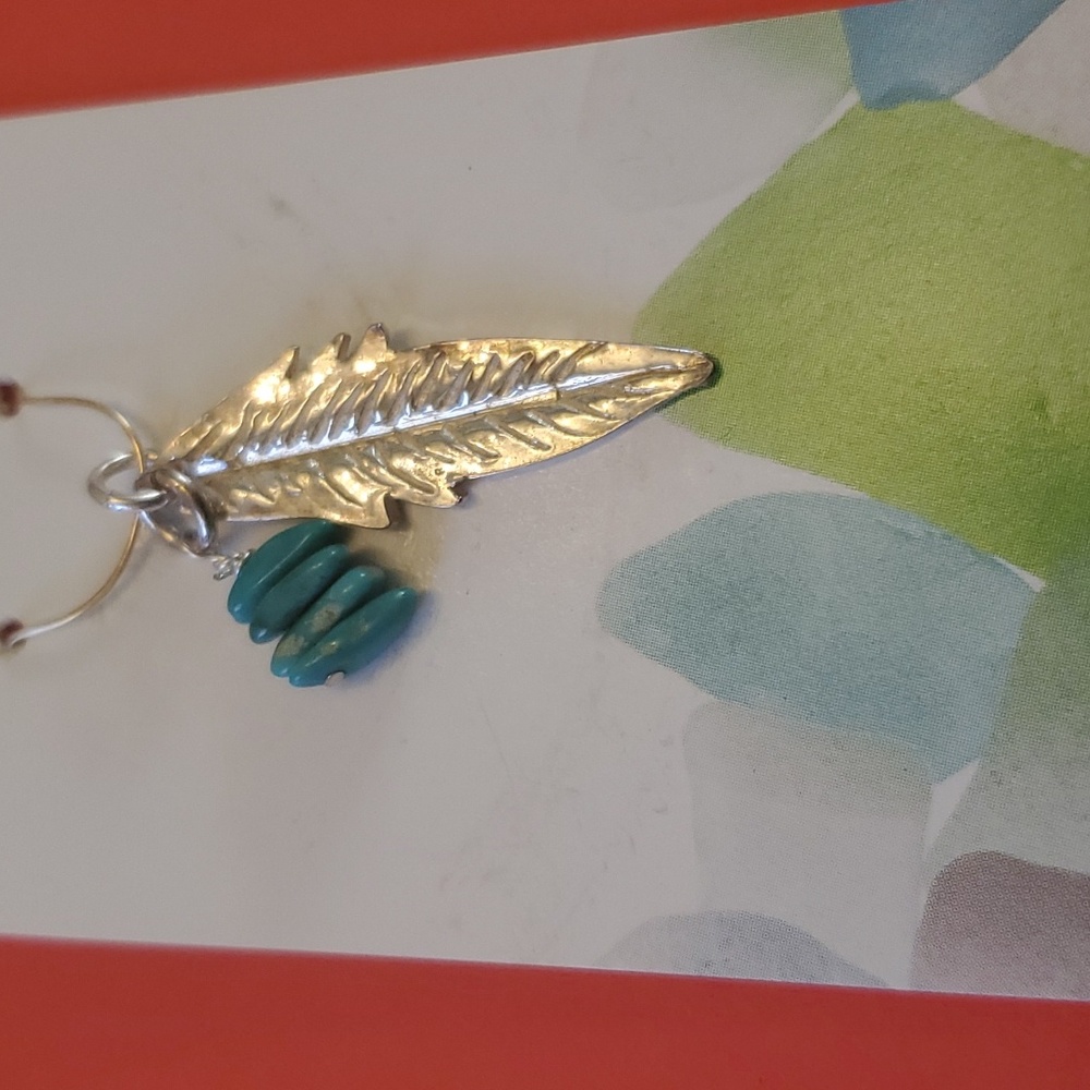 Solid Silver Pendant Genuine Turquoise Beads - image 1